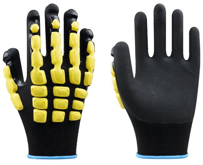 Heavy Duty 13G Anti Impact Gloves Safety Grip Nitrile Coated Hand Gloves