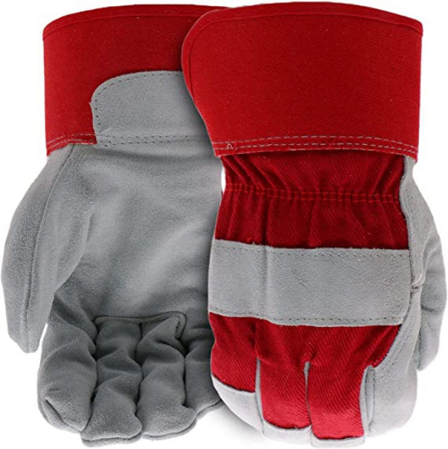 Gray Red Hand Leather Gloves Work Safety High Abrasion Resistant Gloves S - XXL
