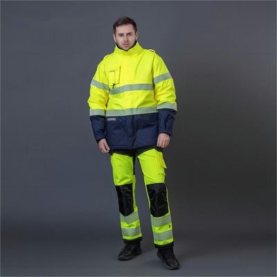 Good price 220-260gsm High Visibility Waterproof Flame Retardant Safety Work Suits for Industry Workers online