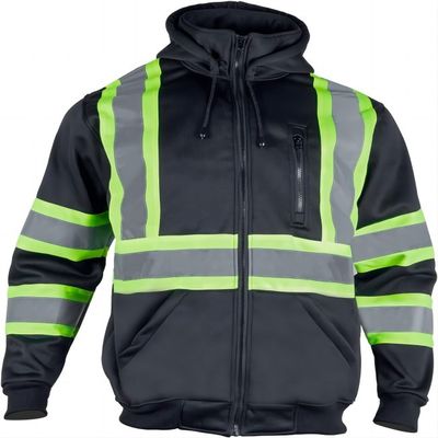 Good price ANSI/ISEA 107-2015 Compliant 100% Polyester Fleece Lining Safety Reflective Jacket with Winter Warm Hoodie online