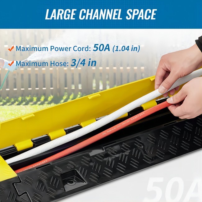 Outdoor Cable Protector Rubber Speed Hump 2 Channel Low Profile Speed Bump